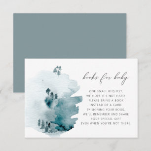 Invitation EGRET Ardoise Bleu Baby shower Livres pour bébé
