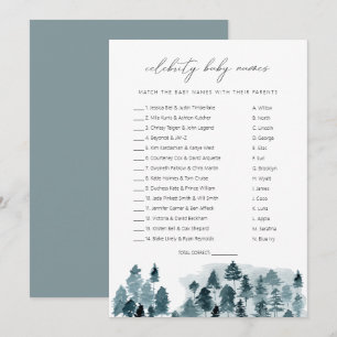Invitation EGRET Bleu Ardoise Pin Célèbre Jeu de Noms de Bébé