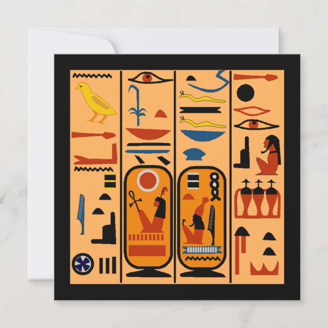 Invitation Egypte : Hiéroglyphes, détails de votre fête Invit (Devant)