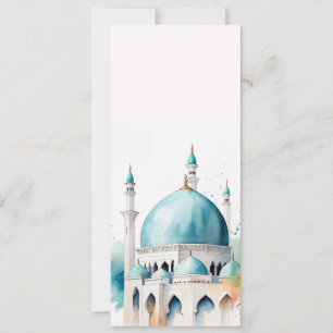Invitation Eid Moubarak Aquarelle Mosquée 0902a