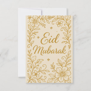 Invitation Eid Moubarak - Fleurs de mosquée blanches et dorée