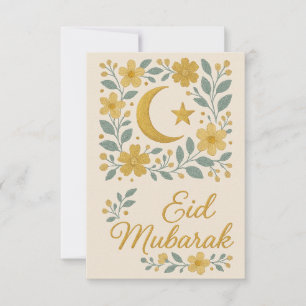 Invitation Eid Moubarak - Fleurs de mosquée blanches et dorée