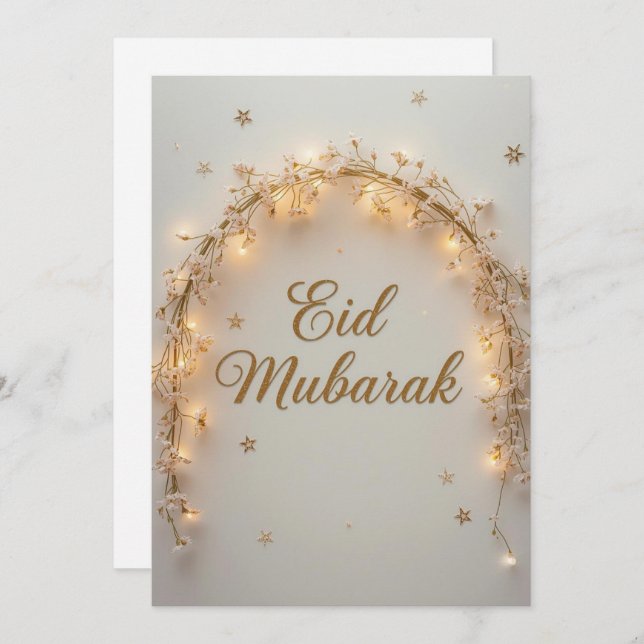 Invitation Eid mubarak Personalized Lights Greeting Card (Devant / Derrière)