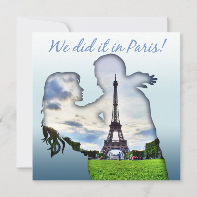 Invitation Eiffel Tower Couple Paris Mariage Réception (Devant)