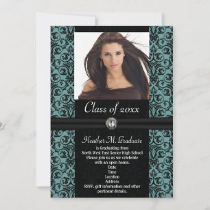 Invitation Elaborer Lt.Blue Damask Graduation