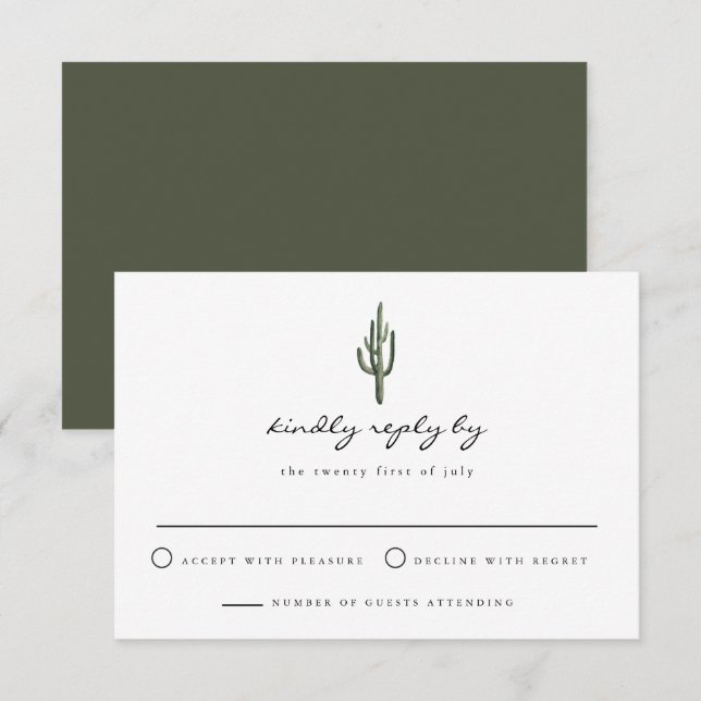 Invitation Eleanor - Aquarelle Bohemian Cactus Desert RSVP (Devant / Derrière)