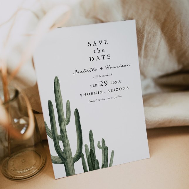 Invitation Eleanor - Minimal Saquaro Cactus Save the Date (Créateur téléchargé)
