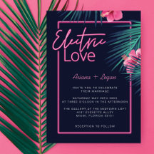 Electric Love Neon rose Tropical Mariage rétro