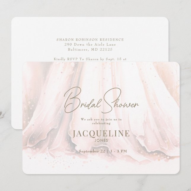 Invitation Elegance Blush Mariage robe Fête des mariées (Devant / Derrière)