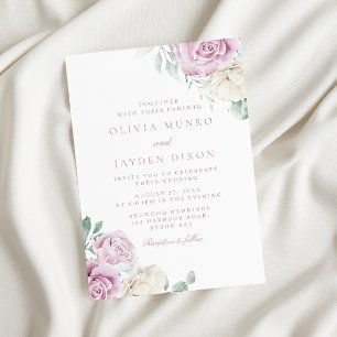 Invitation Élégance botanique : Mariage floral blanc et blanc