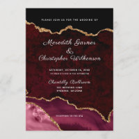 Élégance Bourgogne Mariage Paillettes Or Agate