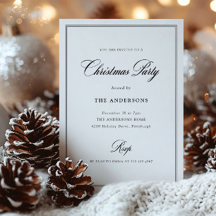 Invitation Élégance Classique Noir et Blanc Fête de Noël