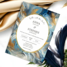 Élégance contemporaine : Mariage d'or bleu blanc