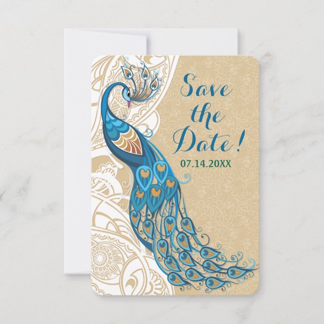 Invitation Élégance de dentelle de paon Mariage Épargnez la d (Devant)