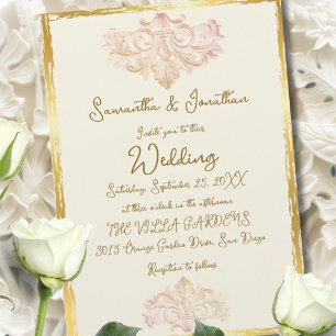 Invitation Élégance de mariage baroque en or vintage