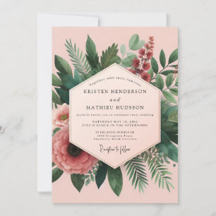 Invitation Élégance de mariage botanique corail