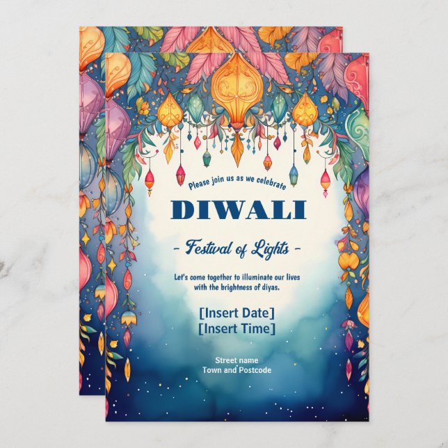 Invitation Élégance de Twilight Diwali (Devant / Derrière)