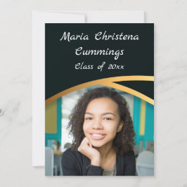 Invitation Élégance Dorée Classe De Photo Remise Des Diplômes