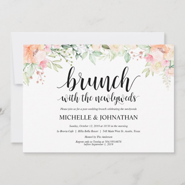 Invitation Elégance du jardin Floral Post Mariage Brunch Invi (Devant)