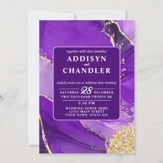 Invitation Élégance Ethérée : Mariage mauve d'inspiration géo