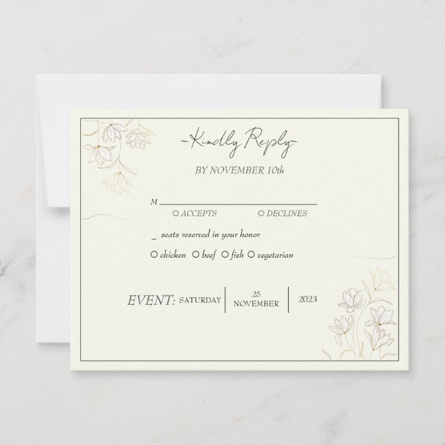 Invitation "Elégance florale personnalisable RSVP" (Devant)