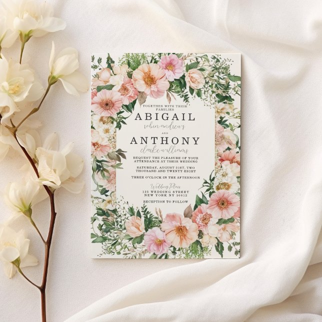 Invitation Élégance florale romantique - Mariage de fleurs de (Romantic Floral Elegance - Garden Blossoms Wedding )