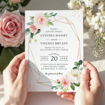 Élégance Géométrique Mariage Fleurs Rose