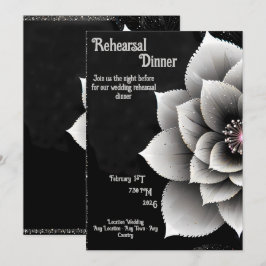 Invitation Élégance intemporelle : Mariage en fleurs noir et 