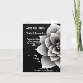 Invitation Élégance intemporelle : Mariage en fleurs noir et 