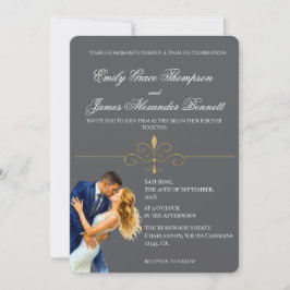 Invitation Élégance intemporelle Mariage Golden Romance Coupl