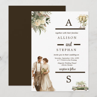 Invitation Élégance intemporelle | Vintage Floral Rustic Mari