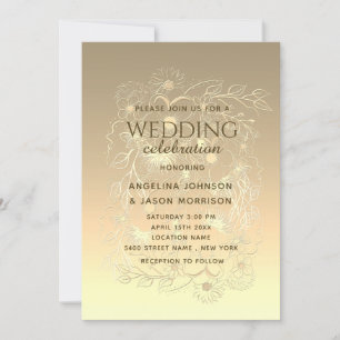 Invitation Élégance Luxueuse Moderne Mariage Floral en Dentel