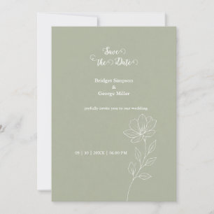 Invitation Élégance Mariage minimal Floral Sage Romantique