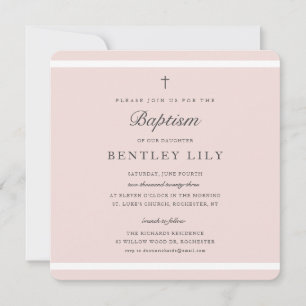 Invitation Élégance Moderne Baptême de Filles