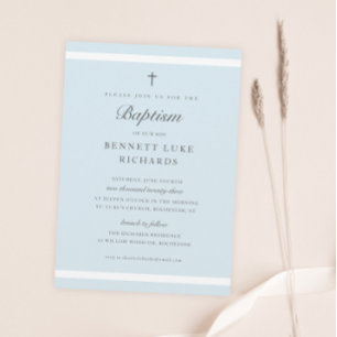Invitation Élégance Moderne Baptême Garçon