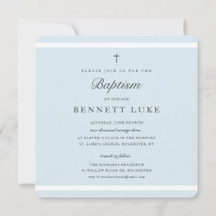 Invitation Élégance Moderne Baptême Garçon