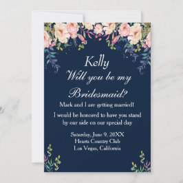 Invitation Élégance moderne Pink Floral Botanical Bridesmaid