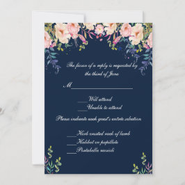 Invitation Élégance moderne Pink Floral réponse botanique
