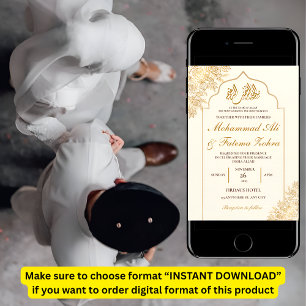 Invitation Élégance Musulmane de Mariage Nikah de Mosquée Flo