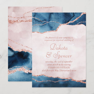 Invitation Élégance mystique   Turquoise Mariage en pierre ro