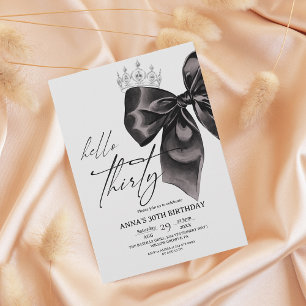 Invitation Elégance Noir Ruban 30e Anniversaire