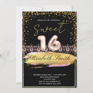 Invitation Elégance or noir, sweet sixteen or rose