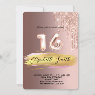 Invitation Elégance or, sweet sixteen or rose