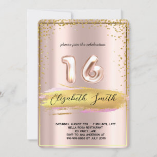 Invitation Elégance or, sweet sixteen or rose Invitati