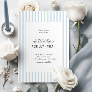 Invitation Élégance rayée bleu poussiéreux Mariage de classe