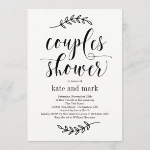 Invitation Elégance Rustique COULEUR ÉDITABLE Couples Douche