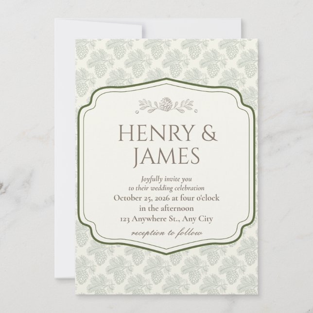 Invitation Élégance Rustique Pinecone Automne (Devant)