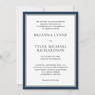 Invitation Élégance simple classique avec Mariage de bord de