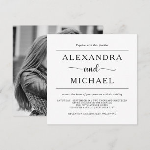 Invitation Élégance simple   Mariage photo noir et blanc