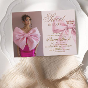 Invitation Élégance Sweet 16 Photo Anniversaire